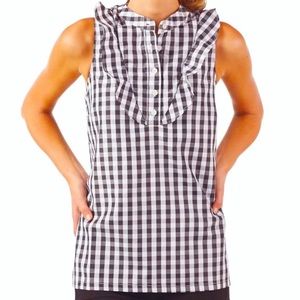 MudPie Black and White Buffalo Plaid Sleeveless Top, size L, EUC
